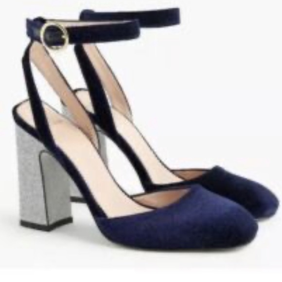 J. Crew Shoes - J.Crew Harlow Blue Ankle Strap Block Heel Pump. Size 8.5. D1999/A1675
